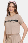 Rosaline Crop Length Loungewear Top - Light Taupe — thumbnail 2